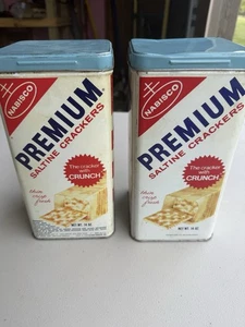 ☑️Vintage 1969 NABISCO PREMIUM SALTINE CRACKER Contenitore Metallo Lattine Box 14 OZ - Foto 1 di 1