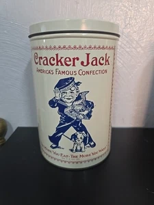 "Lata de palomitas de maíz Cracker Jack 1980 vintage lata de cocina coleccionable vacía de 8"" de alto" - Imagen 1 de 11