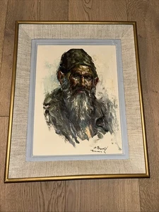 AFSARY VINTAGE OIL PAINTING MAN TEHRAN IRAN IMPRESSIONISM IMPRESSIONIST 1970'S - Picture 1 of 5