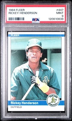 Fleer Rickey Henderson #447 Oakland A’s Baseball 1984 PSA 9 como nuevo Foto 1 de 2