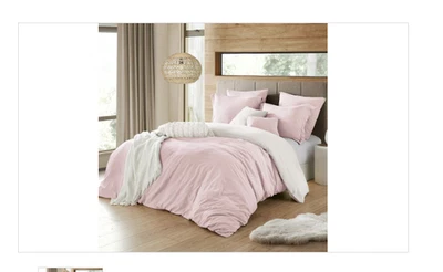 Swift Home Crinkle 2 Pcs Duvet Cover Set | RoseBlush | Twin/ Twin XL. - Image 1 of 2