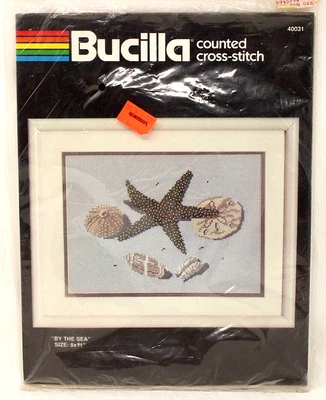 Vintage BUCILLA Counted Cross Stitch Kit "By The Sea" #40031 NOS NEW SEALED! - Image 1 of 4