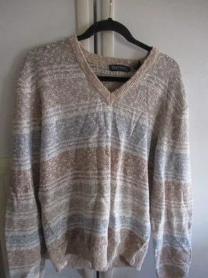 DAMON 复古男式条纹 LS COTTAECORE 针织针织衫 l XL 棉混纺 — 第 1/3 张图片