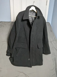 Mario Valente Mens Single Breast Black  Wool Cashmere Overcoat Pea Coat Size 44 - Picture 1 of 18