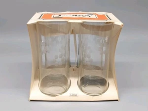 Libbey Glass Set of 4 Bolero Clear Frosted Dots 16 oz Cooler Glasses 6.5" - Picture 1 of 10
