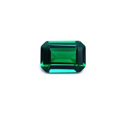 Emerald Rectangle Faceted Gemstone Emerald Cut Vivid Green Emerald Gem - Image 1 of 4