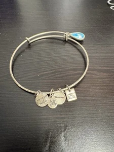Beautiful Alex & Ani Sterling Silver Charm Bracelet 7 3/4” With Blue Gem - Picture 1 of 7