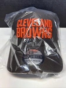 New Era 39Thirty Hat Cap Cleveland Browns NFL Embroidered S/M Fitted Brown - Picture 1 of 9