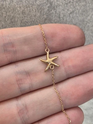 Adjustable Starflish Sea life Star Gold on Sterling Silver Bracelet 6.5-7" - Image 1 of 4