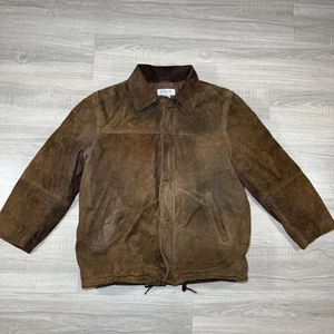 Giacca cappotto uomo J.Crew marrone pelle scamosciata pesante zip intera bottoni taglia media - Foto 1 di 7