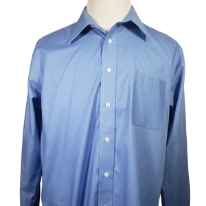Croft Barrow Oberhemd Herren Größe 17,5 34-35 Knopfleiste Einfarbig Blau Langarm - Bild 1 von 9