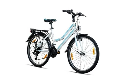 24 zoll Kinderfahrrad Mädchenfahrrad 24"Damen Cityfahrrad city bike Weiss türkis - Bild 1 von 4