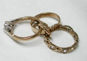 Preciosos anillos de matrimonio de oro de 9 quilates vintage años 70 22879 - Imagen 1 de 3