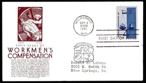 1186 4c Workmen's Compensation Law FDC Anderson brown cachet Sept 4, 1961  - Picture 1 of 1