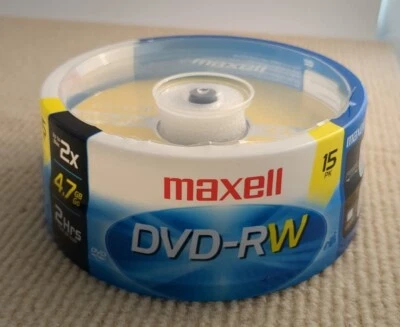 MAXELL 4.7GB 120-Minute DVD-RWs (15-ct Spindle) Brand New - Image 1 of 4