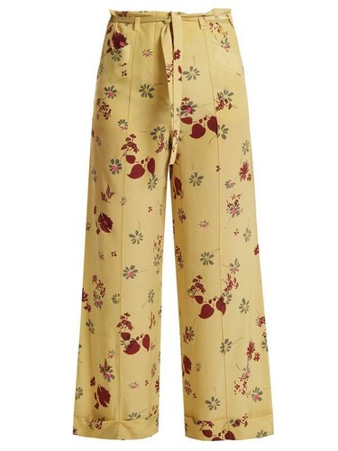 Pantalone Valentino in seta con stampa floreale