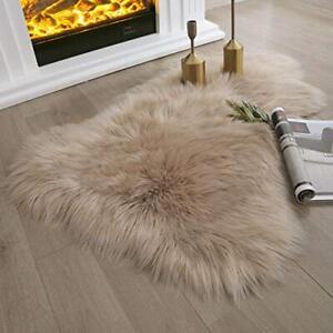 2X3 Ft Soft Faux Sheepskin Fur Rug Fluffy Area Rug Black for Bedroom Living Room