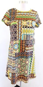 NWT Calvin Klein Geometric Tribal Print Jersey Tee Style Swing Dress Size 6 - Picture 1 of 5