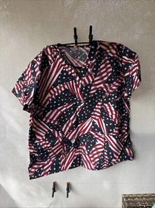 flag design scrubs top 2XL - Picture 1 of 5