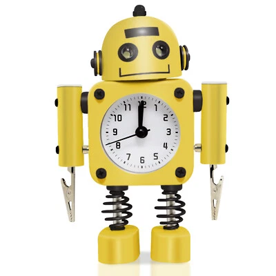 Betus Non-ticking Robot Alarm Clock Stainless Metal Wake-up Clock With Hand Clip - Image 1 of 4