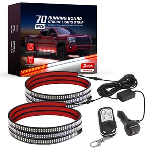 2PCS 70" inch Truck Emergency Strobe Lights Strip LED Running Board Lights Bar - Picture 1 of 21