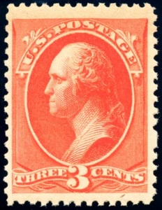 US 214 3c George Washington 1887 vermilion OG NH Weiss cert - Picture 1 of 3