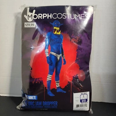 Disfraz Morph Body Traje Azul Orco Mandíbula Cuentagotas Adulto Grande Disfraz Monstruo Foto 1 de 3