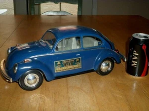 VOLKSWAGON BEETLE CAR, Liquor Decanter, BLUE CERAMIC, 14.5" LENGTH, 1970's yrs. - Picture 1 of 12