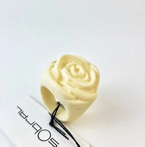 Sobral Classicos Rosa blickdicht matt cremeweiß Rose Blume Künstler hergestellt Ring - Bild 1 von 6