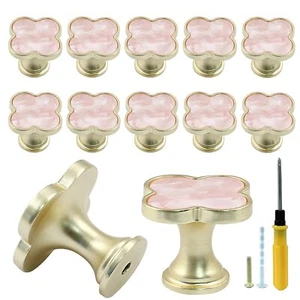 12 Pcs Four-Leaf Drawer Pulls Knobs Gold Dresser Cabinet Knobs Pulls for Kitc... - Picture 1 of 5