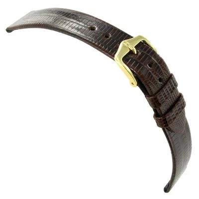 Correa de reloj plana regular 20 mm Hirsch genuino reptil Teju lagarto marrón sin coser Foto 1 de 3