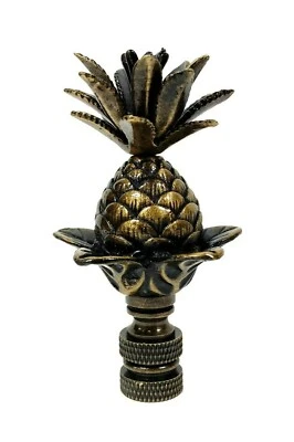 LITE ACCENTS Lamp Finial-LARGE PINEAPPLE-Aged Brass Finish, Highly detailed metal casting