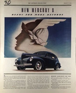 1939 Vintage Mercury Ad - NEW MERCURY 8 READY FOR MORE RECORDS - Picture 1 of 2