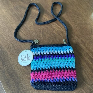 The Sak Crochet Marina Rayas Ganchillo a Mano ~ Correa para el Hombro ~ Nuevo con Etiquetas - Imagen 1 de 8