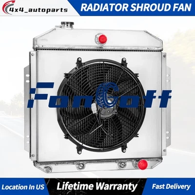4 Row Aluminum Radiator Shroud Fan  For 1957-1960 1958 Ford F100 Truck Chevy V8 Foto 1 de 4