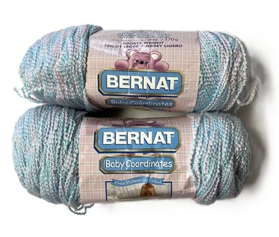 2 Skeins Bernat Baby Coordinates POMPADOUR Yarn AQUA/Pink Discontinued 01100 - Image 1 of 4