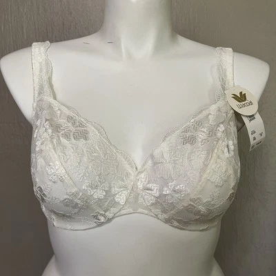 Sutiã bordado Wacoal 85139 vintage capucino com aro de renda sem forro marfim 38D novo com etiquetas - Imagem 1 de 4