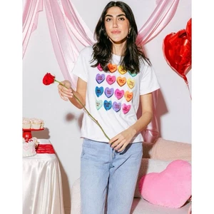 Camiseta Queen of Sparkles Sweetheart Lentejuelas Blanca Manga Corta Talla Pequeña - Imagen 1 de 6