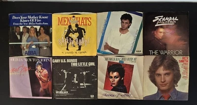 25ct 1970/80's  Era 45 Rpm Records With Sleeves Pop Rock, Diso, Funk Etc.  Foto 1 de 3