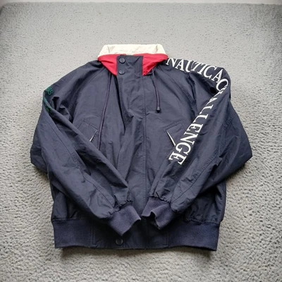 Винтажная мужская куртка Nautica большая синяя на молнии ветровка с длинным рукавом для парусного спорта - Изображение 1 из 4