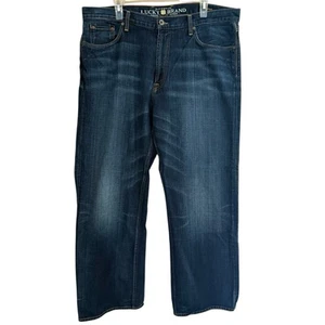 Lucky Brand 181 Relaxed Straight Jeans Mens Size 36x30 Blue Dark Wash Denim - Picture 1 of 10