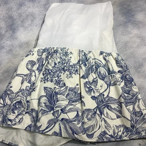 Waverly Garden Room Floral Toile Blue Gathered Bed Skirt Dust Ruffle QUEEN - Picture 1 of 7