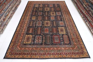 10 x 14 ft Tribal Blue Area Rug Afghan Hand Knotted Veg Dye Wool Living Room Rug - Picture 1 of 9
