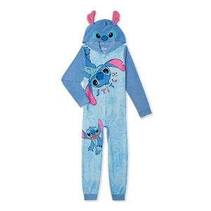 Disney Lilo & Stitch Hooded Blanket Sleeper Pajama Girl Size 4/5 6/6X 7/8 10/12 - Picture 1 of 3