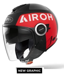 Casco jet moto Airoh Helios UP nero rosso black red city urban helmet - Picture 1 of 1