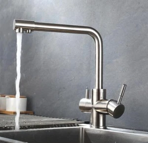 Grifo de fregadero de cocina de baño doble cabezal rociador boquilla mezclador SUS 304 - Imagen 1 de 5