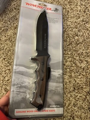 Winchester Full Tang Genuine Wood Onlay Bowie Knife Essential w/ Belt Sheath 12" - Image 1 of 4