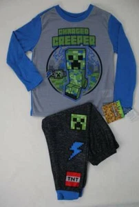 Boys Pajamas Set Size XS 4 - 5 Minecraft Sleep Shirt Pants PJs Charged Creeper - Picture 1 of 4