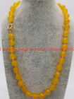 Fashion 8/10/12mm Yellow Faceted Yellow Topaz Round Gemstone Bead Necklace 18''