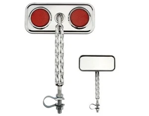 CHROME W/RED REFLECTOR RECTANGLE BICYCLE MIRROR LOWRIDER CHOPPER SCHWINN BIKE. - Picture 1 of 1